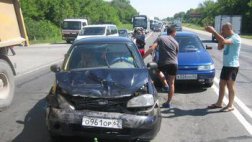 В Рыбновском районе произошла авария с участием 4-х автомобилей