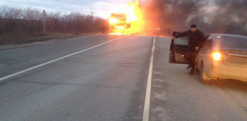 В районе населенного пункта Сергеевка сгорел МАЗ