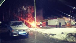 На улице Советской Армии сгорела Lada Granta