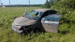 В Старожиловском районе водитель Kia Rio совершил съезд в кювет