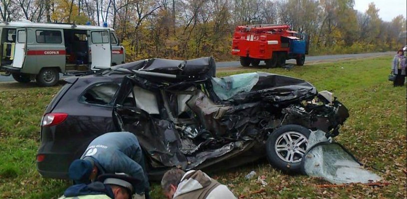На 263 километре М5 дорогу не поделили ПАЗ и Hyundai Santa Fe