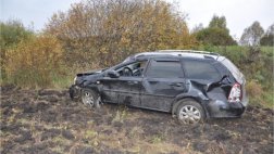 В Милославском районе произошло опрокидывание Chevrolet Lacetti. Водитель погиб