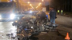 На Южной окружной Рязани ночью произошло столкновение легкового и грузового автомобилей