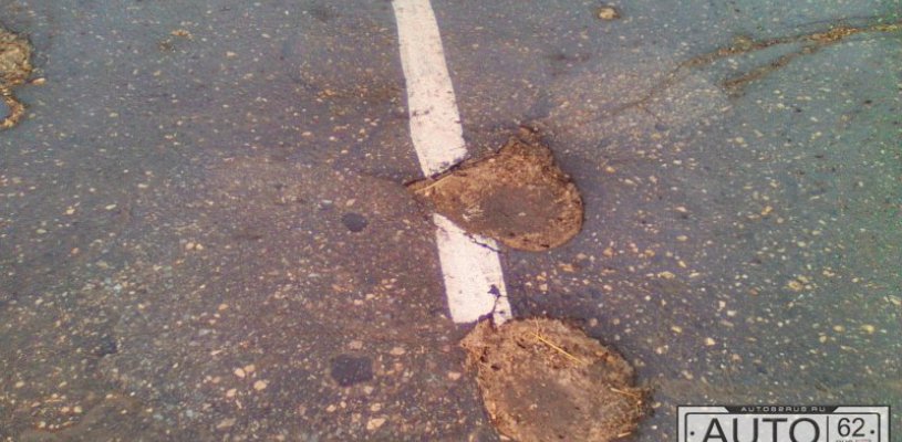 В Рязанской области вновь найдена дорога с разметкой поверх ям и грязи
