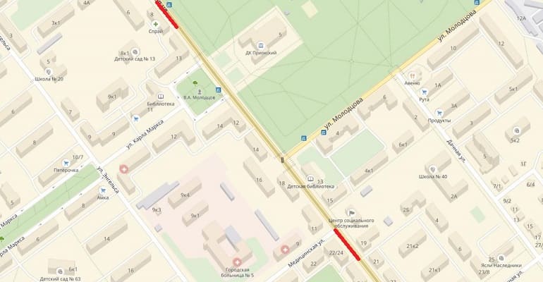 На участках ул. Октябрьской ограничено движение транспорта по одной полосе движения до 14 июля