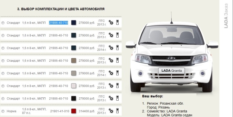 LADA Granta за 279 тыс. рублей доступна