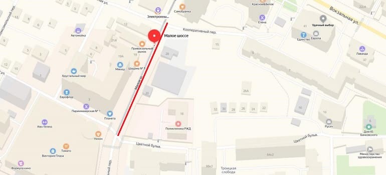 На участке Малого шоссе планируется организовать пешеходную зону