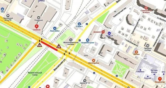 В ночь с 6 на 7 июля будет ограничено движение транспорта под путепроводом на Московском шоссе в раоне ТД Барс