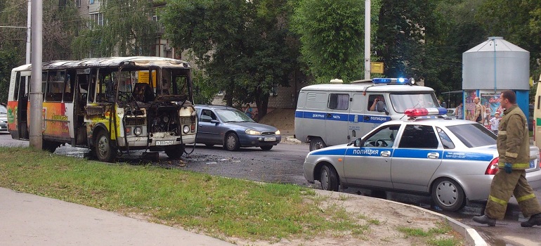 МЧС: При возгорании автобуса на ул. Октябрьская пострадавших нет